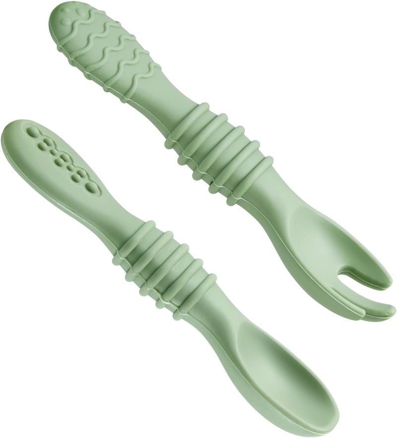 PandaEar 6 Pack Silicone Baby Spoons & Forks | Baby Feeding Set Self Feeding Utensils, Toddler Infant Feeding Spoon Forks BPA Free First Stage - Image 4